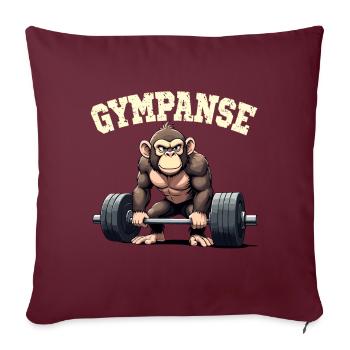 GYMPANSE Wortspiel Schimpanse Gym - Sofakissenbezug 45 x 45 cm - Burgunderrot - Vorne