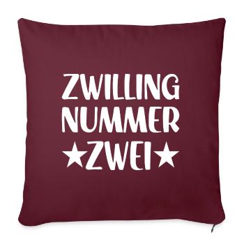 Zwilling Nummer zwei Zwillinge - Sofakissenbezug 45 x 45 cm - Burgunderrot - Vorne