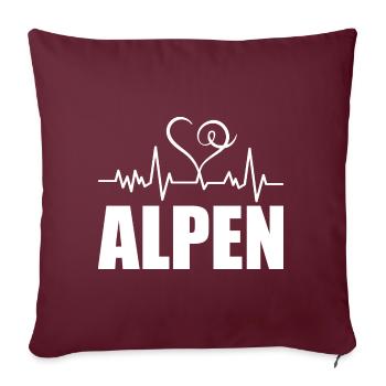 Heartbeat Alpen - Sofakissenbezug 45 x 45 cm - Burgunderrot - Vorne