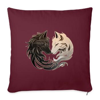 Yin Yang Wolf Natur Spirituelles Tier - Sofakissenbezug 45 x 45 cm - Burgunderrot - Vorne