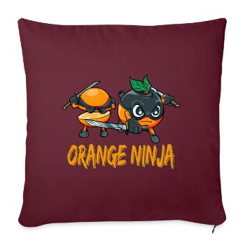 Orange Ninja Frucht Früchte Orangensaft - Sofakissenbezug 45 x 45 cm - Burgunderrot - Vorne