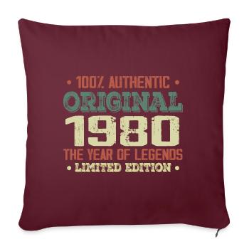 Légende Depuis 1980 Né en 1980 - 44e Anniversaire - Housse de coussin décorative 45 x 45 cm - bordeaux - Devant