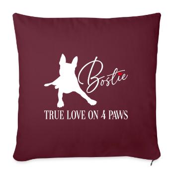 Bostie le véritable amour sur quatre pattes - Housse de coussin décorative 45 x 45 cm - bordeaux - Devant