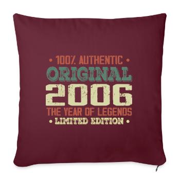 Légende Depuis 2006 Né en 2006 - 18e Anniversaire - Housse de coussin décorative 45 x 45 cm - bordeaux - Devant