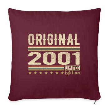 Original 2001 – Retro-Geburtstagsgeschenk 2001 - Sofakissenbezug 45 x 45 cm - Burgunderrot - Vorne