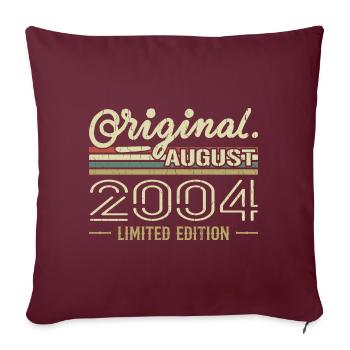 Août 2004 Anniversaire Août 2004 August 2004 Rétro - Housse de coussin décorative 45 x 45 cm - bordeaux - Devant