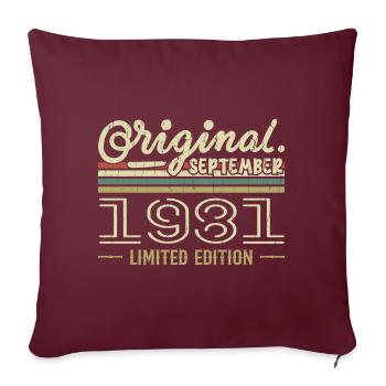 Septembre 1981 Cadeau Anniversaire September 1981 - Housse de coussin décorative 45 x 45 cm - bordeaux - Devant