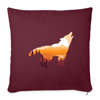 Heulender Wolf Natur Wandern Camping Berge - Sofakissenbezug 45 x 45 cm - Burgunderrot - Vorne