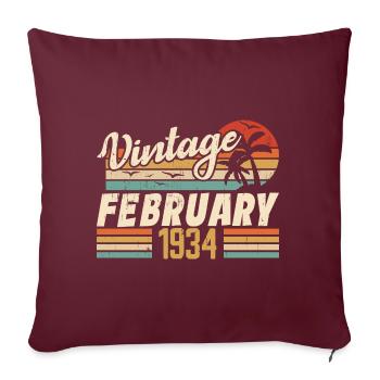 Millésime Né Février 1934 Cadeau 90e Anniversaire - Housse de coussin décorative 45 x 45 cm - bordeaux - Devant