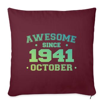 Octobre 1941 - Cadeau Anniversaire Octobre 1941 - Housse de coussin décorative 45 x 45 cm - bordeaux - Devant