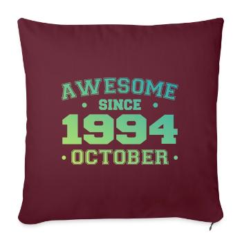 Octobre 1994 - Cadeau Anniversaire Octobre 1994 - Housse de coussin décorative 45 x 45 cm - bordeaux - Devant