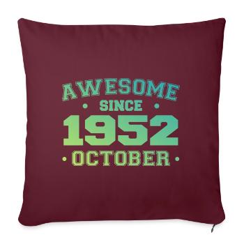 Octobre 1952 - Cadeau Anniversaire Octobre 1952 - Housse de coussin décorative 45 x 45 cm - bordeaux - Devant