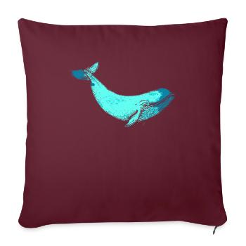 Baleine baleine bleue baleine - Housse de coussin décorative 45 x 45 cm - bordeaux - Devant