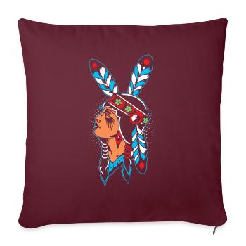 Native American Native American ornements de plumes - Housse de coussin décorative 45 x 45 cm - bordeaux - Devant