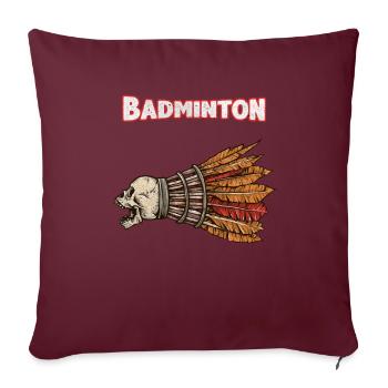 Badminton skull badminton - Sofa pillowcase 17,3'' x 17,3'' (45 x 45 cm) - burgundy - Front