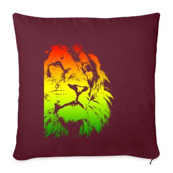 Tête de lion - Housse de coussin décorative 45 x 45 cm - bordeaux - Devant