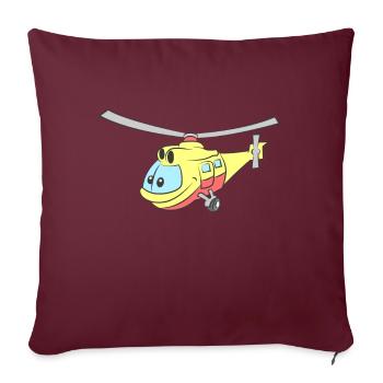 Hélicoptère avec visage - Housse de coussin décorative 45 x 45 cm - bordeaux - Devant