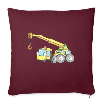 Grue camion camion-grue - Housse de coussin décorative 45 x 45 cm - bordeaux - Devant