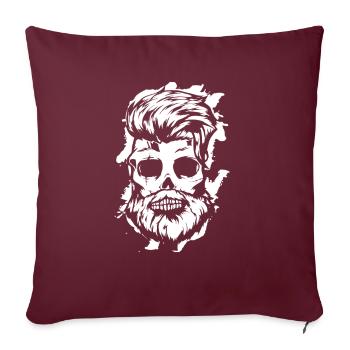 Hipster tête de mort avec une barbe - Housse de coussin décorative 45 x 45 cm - bordeaux - Devant