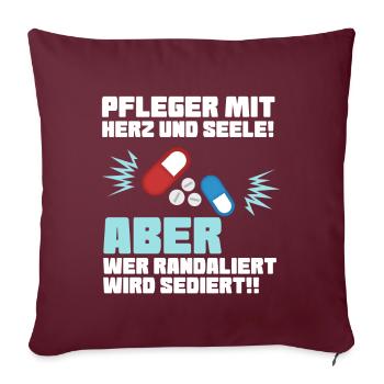 Pfleger Mit - Sofakissenbezug 45 x 45 cm - Burgunderrot - Vorne