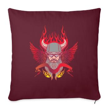 Biker avec flammes et ailes - Housse de coussin décorative 45 x 45 cm - bordeaux - Devant