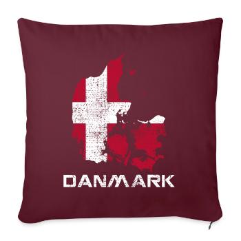 Danemark Carte du drapeau danois - Housse de coussin décorative 45 x 45 cm - bordeaux - Devant