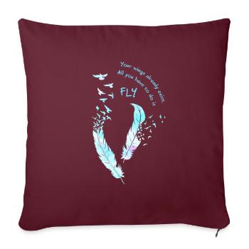 Plume plume - Housse de coussin décorative 45 x 45 cm - bordeaux - Devant