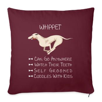 Whippet chien - Housse de coussin décorative 45 x 45 cm - bordeaux - Devant