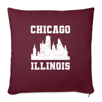 Chicago Illinois Skyline Souvenir - Housse de coussin décorative 45 x 45 cm - bordeaux - Devant