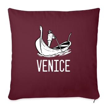 Souvenir de voyage gondole Venise - Housse de coussin décorative 45 x 45 cm - bordeaux - Devant