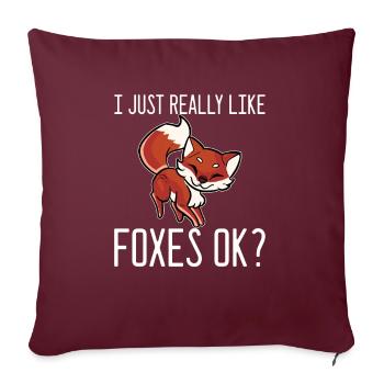 Renards Renards Renards Animaux - Housse de coussin décorative 45 x 45 cm - bordeaux - Devant
