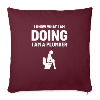 Humour plomberie - Housse de coussin décorative 45 x 45 cm - bordeaux - Devant