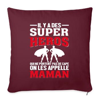Maman Super-Héros Qui Ne Porte Pas De Masque - Housse de coussin décorative 45 x 45 cm - bordeaux - Devant