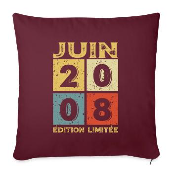 Cadeau D'anniversaire Juin 2008 Édition Limitée - Housse de coussin décorative 45 x 45 cm - bordeaux - Devant