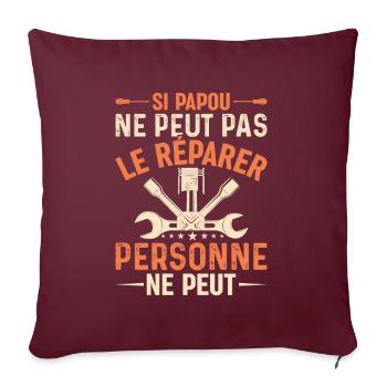 Si Papou Ne Peut Pas Le Réparer - Housse de coussin décorative 45 x 45 cm - bordeaux - Devant