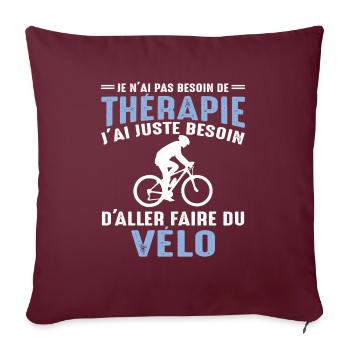 Ma Thérapie C'est Mon Vélo - Housse de coussin décorative 45 x 45 cm - bordeaux - Devant