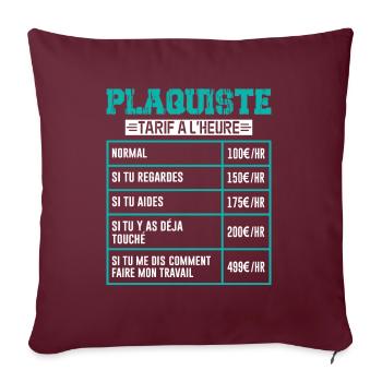 Le Tarif Horaire D'un Plaquiste - Housse de coussin décorative 45 x 45 cm - bordeaux - Devant