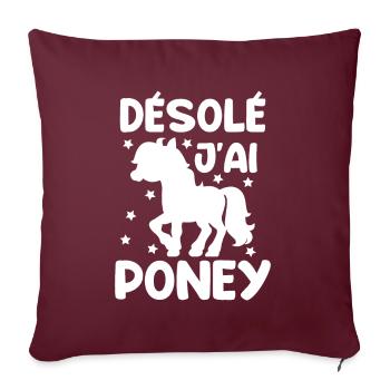 Cheval Poney Équitation Anniversaire Licorne Pony - Housse de coussin décorative 45 x 45 cm - bordeaux - Devant