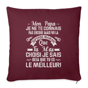 Papa Maman Enceinte Noël Idée Cadeau Amour Body - Housse de coussin décorative 45 x 45 cm - bordeaux - Devant