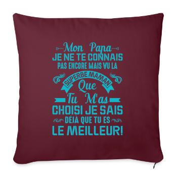 Papa Maman Enceinte Noël Idée Cadeau Amour Body - Housse de coussin décorative 45 x 45 cm - bordeaux - Devant