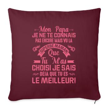 Papa Maman Enceinte Noël Idée Cadeau Amour Body - Housse de coussin décorative 45 x 45 cm - bordeaux - Devant
