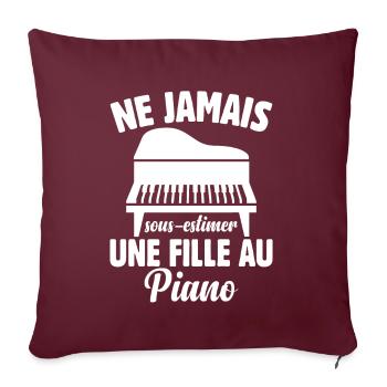 Fille Au Piano Instrument De Musique Idée Cadeau - Housse de coussin décorative 45 x 45 cm - bordeaux - Devant