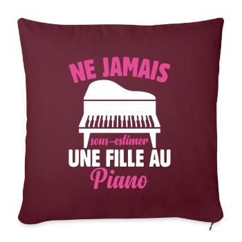 Fille Au Piano Instrument De Musique Idée Cadeau - Housse de coussin décorative 45 x 45 cm - bordeaux - Devant
