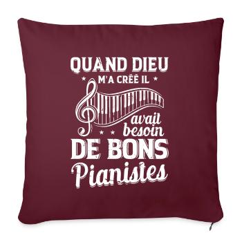 Bon Pianiste Musique Piano Idée Cadeau Clavier - Housse de coussin décorative 45 x 45 cm - bordeaux - Devant