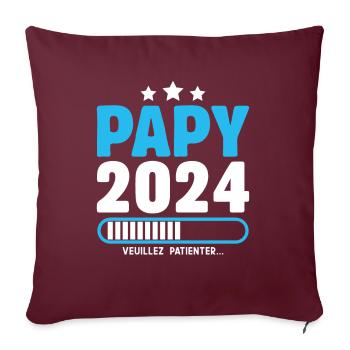 Papy 2024 Idée Cadeau Fête Des Pères Cool Annonce - Housse de coussin décorative 45 x 45 cm - bordeaux - Devant