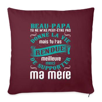 Beau-père Beau Papa Beaupère Beau-papa Amour Bonus - Housse de coussin décorative 45 x 45 cm - bordeaux - Devant