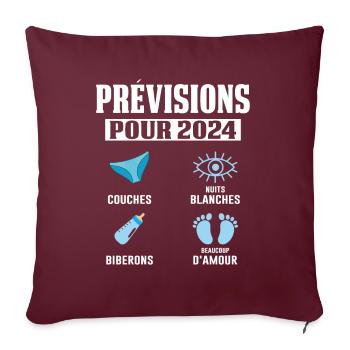 Prévisions Pour 2024 Maman Enceinte Idée Cadeau - Housse de coussin décorative 45 x 45 cm - bordeaux - Devant