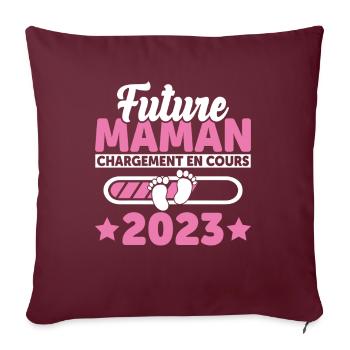 Future Maman 2023 Enceinte Idée Cadeau Amour Coeur - Housse de coussin décorative 45 x 45 cm - bordeaux - Devant