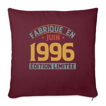 Fabriqué En Juin 1996 Anniversaire Cadeau Vintage - Housse de coussin décorative 45 x 45 cm - bordeaux - Devant