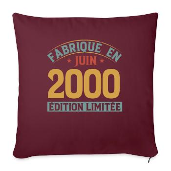 Fabriqué En Juin 2000 Anniversaire Cadeau Vintage - Housse de coussin décorative 45 x 45 cm - bordeaux - Devant